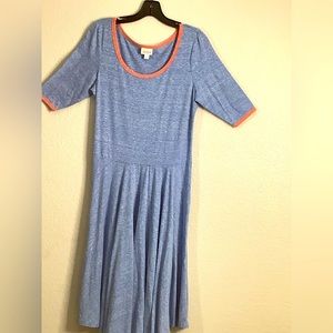 NWOT LulaRoe Nicole Short Sleeve Dress, 3/4 Length Sleeve, Sz: Large, Scoop Neck